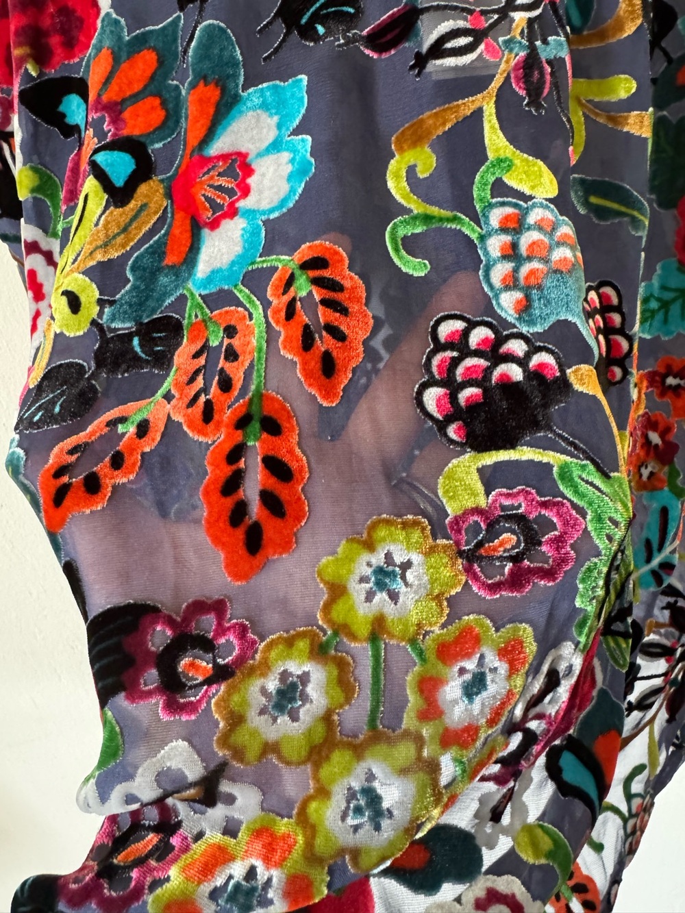 Johnny Was Minto Burnout Yrene Blouse Colorful Velvet Top Whimsigoth Medium NWT - Picture 8 of 13
